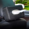 Sandinal Classic Black PU Leather Car Tissue Holder, Rectangular Wipes