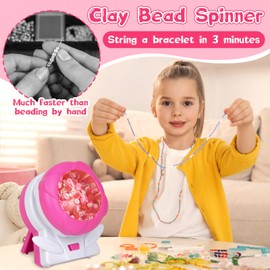 xinrongda Clay Bead Spinner, Electric Bead Spinner for Jewelry Making, Bead Bowl for Clay Beads with Needle & Thread, DIY Making Bead Spinner for Making Beading, Waist Beads, Bracelet, Necklace