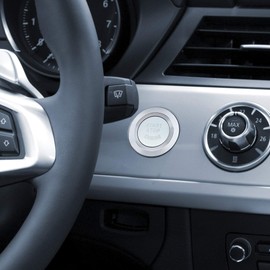 kwmobile Start/Stop Button Ring Frame and Cover Compatible with Land Rover Jaguar Start-Stop Button - Aluminium Ring and Cover in Silver