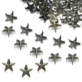150Pack 12mm Star Studs for Clothing, Small Star Nailheads Rivets Metal Spike Stud Leather Claw Rivets for Punk Rock Clothing Belt Bag Shoes Cap Bracelet Pet Collars DIY Leathercraft (Bronze)