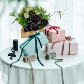 CHUQING 13.7 m Gift Ribbon, 1 cm Wide, Velvet Ribbon, Decorative Ribbon, Packaging Ribbon, Jewellery Ribbon for Sewing, Decoration for Hair Accessories, Wreath, Decorative Bow, Dark Green