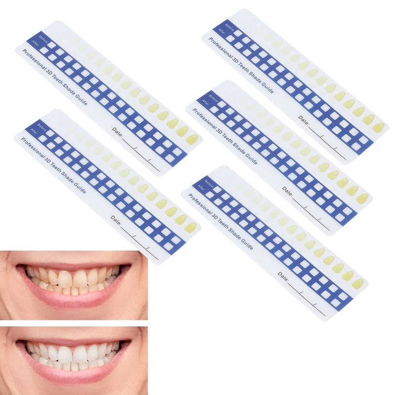 5pcs Teeth Whitening Shade Guide, Tooth Shade Chart Comparing Card,