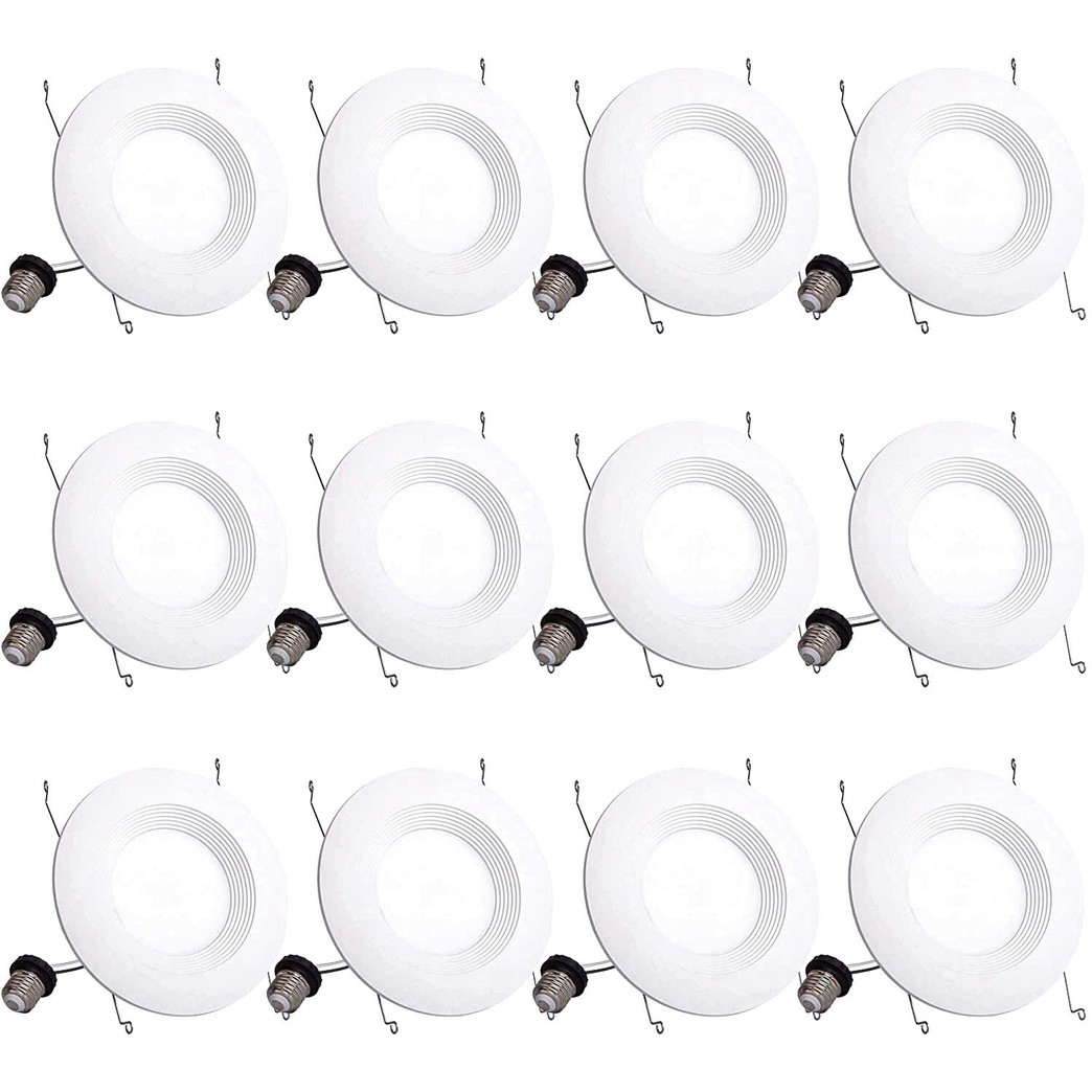 Bbounder Lighting 12 Pack 5/6 Inch LED Recessed Downlight, Baffle Trim, Dimmable, 12.5W=100W, 5000K Daylight, 950 LM, Damp Rated, Simple Retrofit Installation - UL No Flicker
