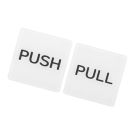 GLOKUUCA Push Pull Door Sign - 2 Pack Self-Stick Door Safety Sign Fits for Stores Cafes Shops Square Acrylic - (2 x 2inch, White)