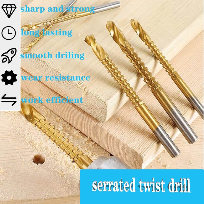 Yuentoen Sawtooth Drill, Titanium Coated HSS Milling Drill Set, Milling