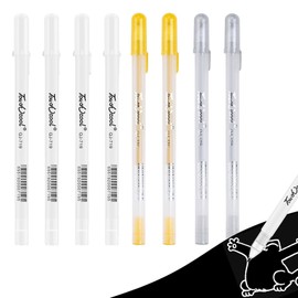 8 PCS Gold Silver White Gel Pens, Gelly Roll Ink Pen Set for Black Paper, Extra Fine Point Pens Opaque Smooth Ink Pens, Bullet Highlight Pen for Art Drawing Sketching Illustration Card Making