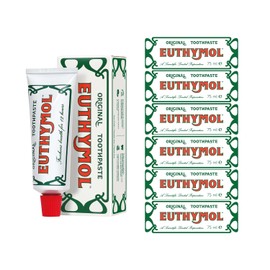 Euthymol Original Toothpaste 75 ml x 6, Antiplaque, Antibacterial, Caries Protection, Cleaning and Healthy Teeth and Gums, Refreshing Menthol, Daily Enamel Care