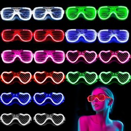 UgyDuky 20Pcs Glow in The Dark Glasses LED Light Up Glasses Shutter Shades Neon Flashing Glasses Neon Glowing Party Supplies