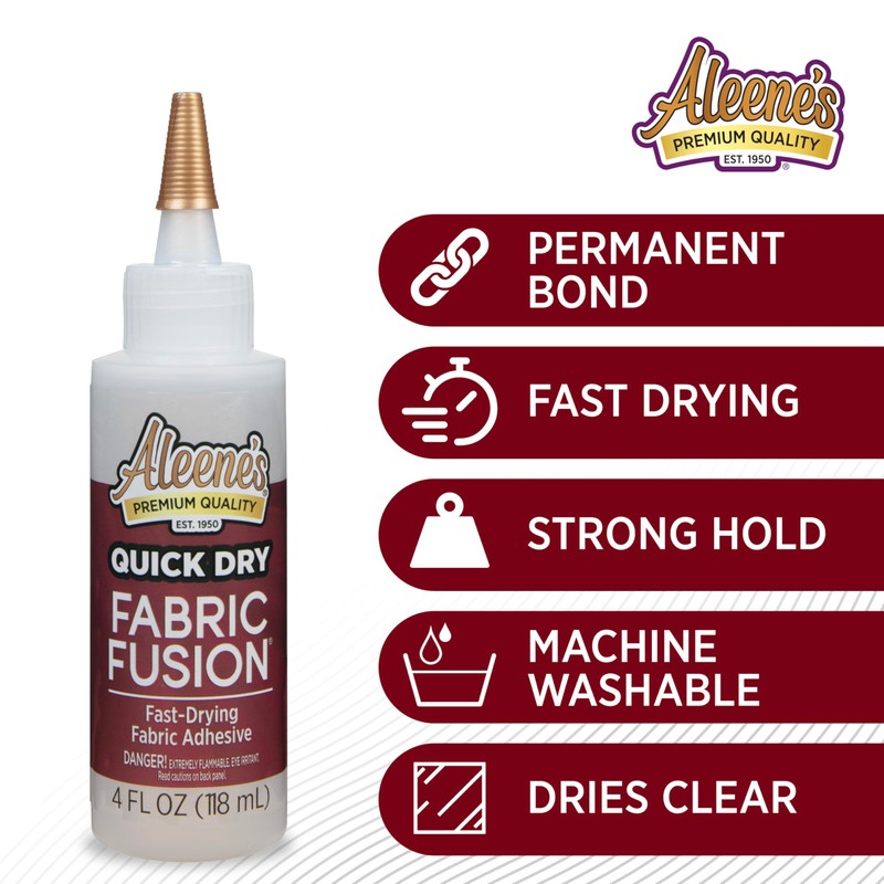 Aleene's Quick Dry fabric Fusion Permanent Fabric Adhesive, 4-Ounce