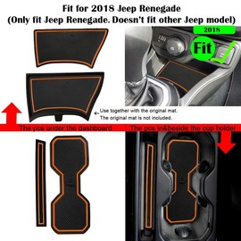 auovo Cup Holder Insert Liner Coaster Anti Dust Mats for Renegade Accessories 2018 2019 2020 2021 2022 2023 Custom Center Console Door Pads 18PCS (Orange)