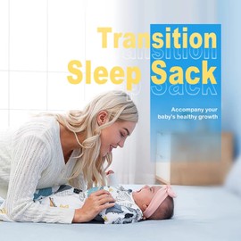 Nearkoi Baby Transition Swaddle Sack,Baby Sleeping Bag with Arms Up,Pure Cotton,Baby Sleep Sack for Appease The Baby,Pink,17-22lbs