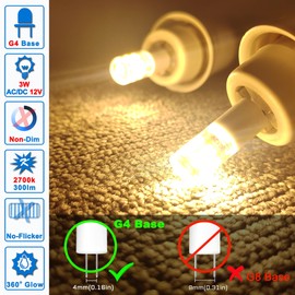 G4 T3 LED Landscape Bulbs 12V 3W JC Bi-Pin, G4 20W-30W Halogen Equivalent,2700k Soft Warm White,Low Voltage G4 Light Bulbs for Outdoor Deck Stair Step Path Microwave Chandelier Lighting,300LM,(10Pack)