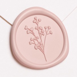 UNIQOOO Wax Seal Stickers - Baby‘s Breath Wedding Invitation Envelope Seal Stickers, Botanical 50 Pcs Self- Adhesive Blush Pink Stickers, Perfect for Invitation, Gift Wrapping, Crafts (Blush Pink)