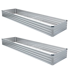 MGNO 2pcs 10x3x1FT Galvanized Raised Garden Bed-Outdoor Planter Box for Vegetables-Metal Garden Bed,Rectangle Planting Box for Herb,Flower