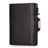 Slim Wallet for Men, Genuine Leather Carbon Fiber Trifold RFID