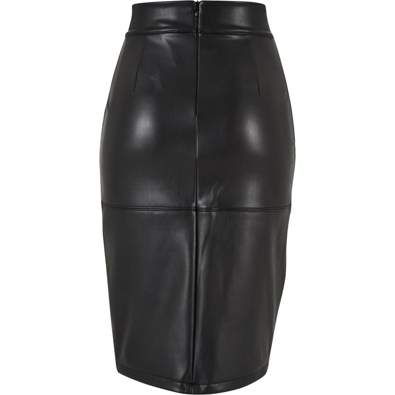Urban Classics Women's Synthetic Leather Pencil Skirt, black