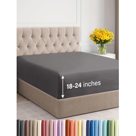 Extra Deep Pocket Fitted Sheet - Single Fitted Sheet Only - Extra Deep Pockets Full Size Sheets - Fits 18 In to 24 In Mattress - Extra Deep Full Fitted Sheet - Deep Pockets that Actually Fits Mattress