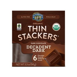Lundberg Organic Chocolate Thin Stackers, Decadent Dark Chocolate, 3.3oz, Gluten-Free, Kosher, USDA Certified Organic, Non-GMO Verified, Whole Grain