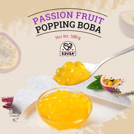 52USA Passion Fruit Popping Boba (500g), Popping Pearls for Bubble Tea, Beverages, Sweets, Ice Cream, Shakes, Desserts & Smoothies Topping, 1.1 Pound (Pack of 1)