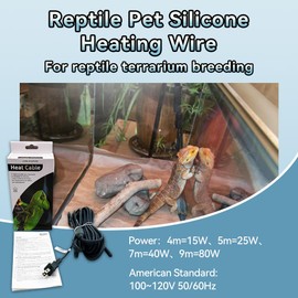 MincoHome Elektrisches Heizkabel Mit Stecker für Terrarium Heizung,Reptilienwärmekabel Schlangen, Echsen, Geckos, Spinnen, Schildkröte，Aquarium Heizkabel (4m,15w)