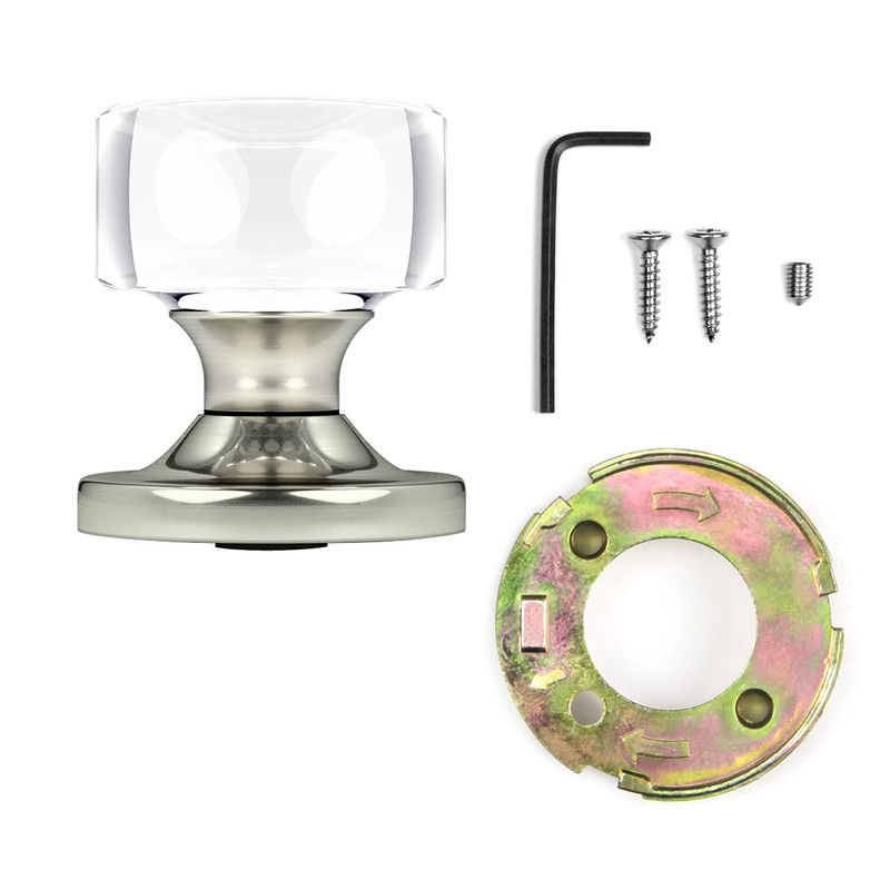Dummy Round Crystal Door Knobs Satin Nickel Round Rosette