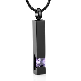Crystal Cremation Urn Jewelry Cube Memorial Ashes Necklace Pendant Keepsake- Black Birthstone Series