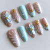 24pcs Almond Press on Nails Medium Fake Nails French Tip
