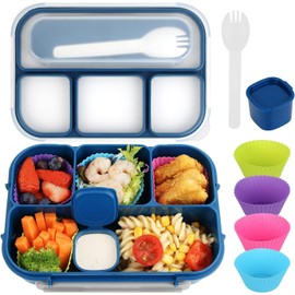 [2025 Upgrade] Bento Lunch Box for Adults, Kids, Students - 1300ML 4-Compartment Container (Blue)