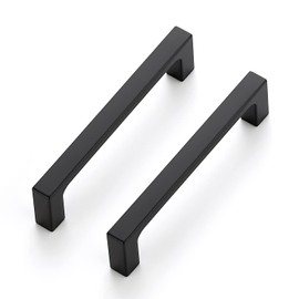 Ravinte 15 Pack 4 inch Hole Centers Matte Black Cabinet Pulls Kitchen Cabinet Handles Solid Drawer Pulls Kitchen Cupboard Hardware Flat Black Square Bar Drawer Handles