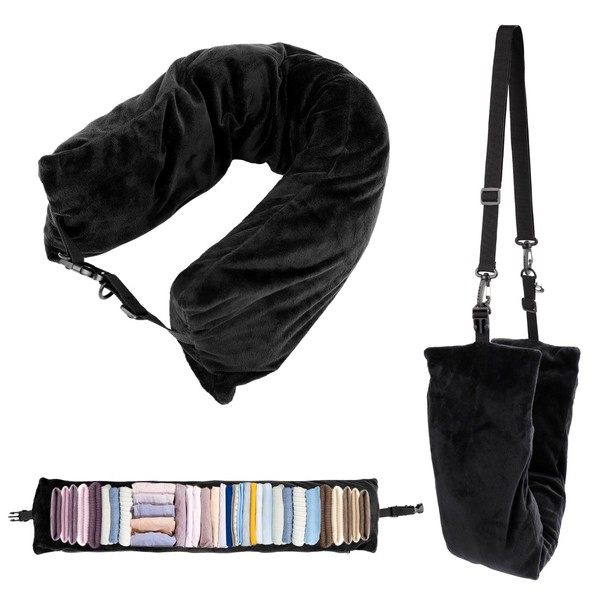 NQEUEPN Rectangle Stuffable Travel Pillow, Soft Plush Stuffable Transformable Neck