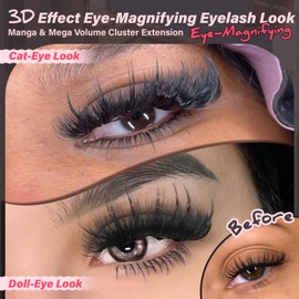 Thick Lash Extension Kit 150D Lash Clusters with Bottom Lashes Spikes Cluster Eyelash Extensions Kit 12-18mm Individual Lashes Lash Bond Seal Remover and Applicator DIY Dramatic Full Lash Extensions