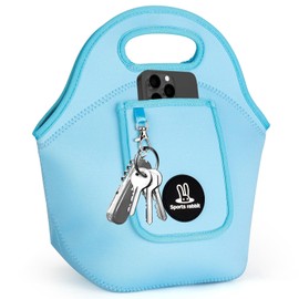Sports rabbit Neoprene Insulated Lunch Bag for Women - Front Pocket for Phone&Keys - Reusable, Foldable, Lightweight, Waterproof, Easy to Store & Clean - Ideal for Work, Travel & Picnics (blue)