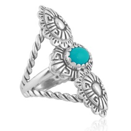American West Jewelry Genuine Sleeping Beauty Turquoise Sterling Silver Concha Rope Ring Size 6