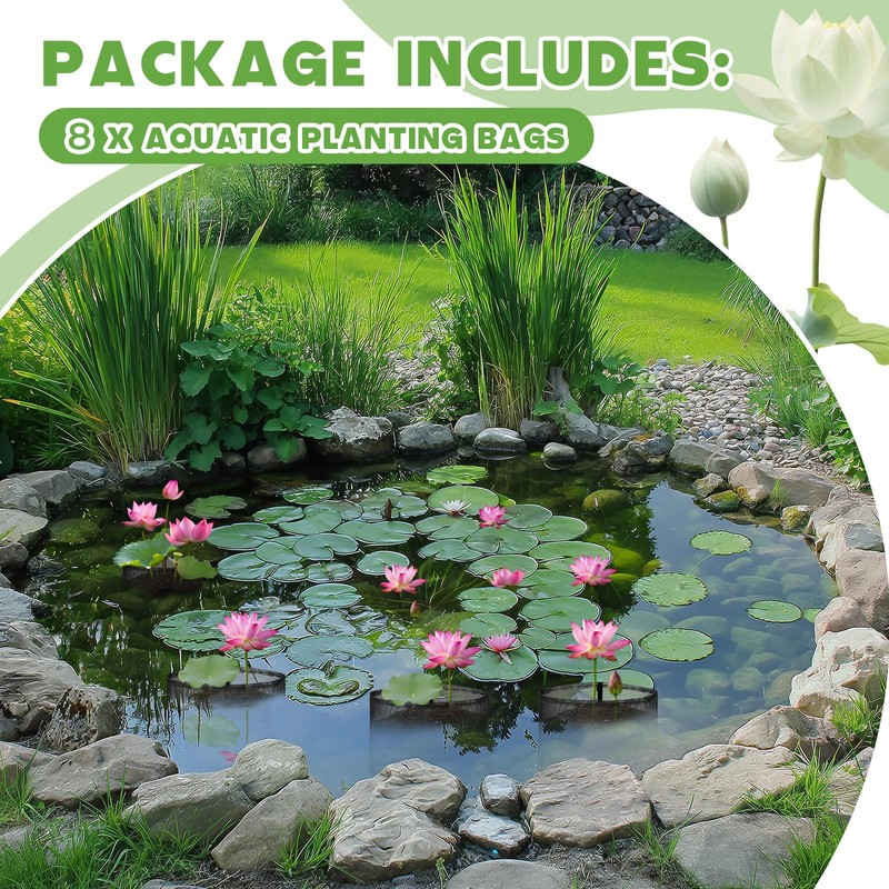 Beeveer 8 Pcs Pond Plant Baskets, Square Reusable Aquatic Planting