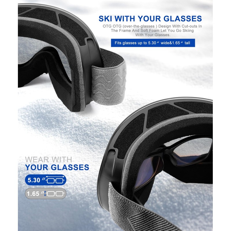 NSSIW Ski Goggles for Men Women Snowboard Goggles: Youth OTG