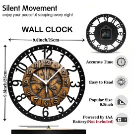 25cm Round Iron Clock with a Fabric or Burlap Center for Texturesheet size: 10 inch, color: Black