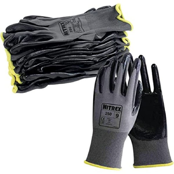 NITREX 250 Work Gloves, Abrasion Resistant Protective Gloves with Nitrile