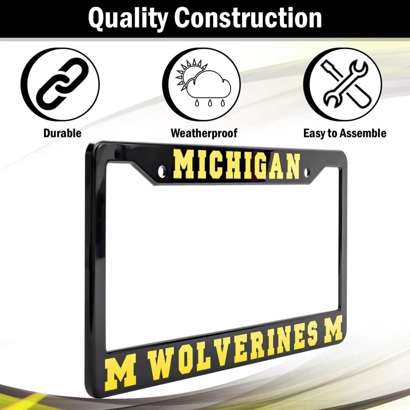 EliteAuto3K Michigan Wolverines License Plate Frame Cover – Black &