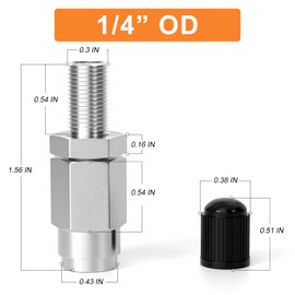 GASHER 10PCS 1/4"OD Nickel Plated Brass Air Inflation Schrader Valve with Push Connection, 1/4" OD Air Line Tubing, Air Line and Air Spring Suspension for Semi Truck Trailers