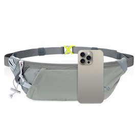 INOXTO Slim Running Belt Fanny Pack for Women and Men Sports Waist Bag Pack with 300ml Water Bottle for Running Walking Cycling Hiking Reflective Running Pouch Belt for All Phones, Gary, Sport