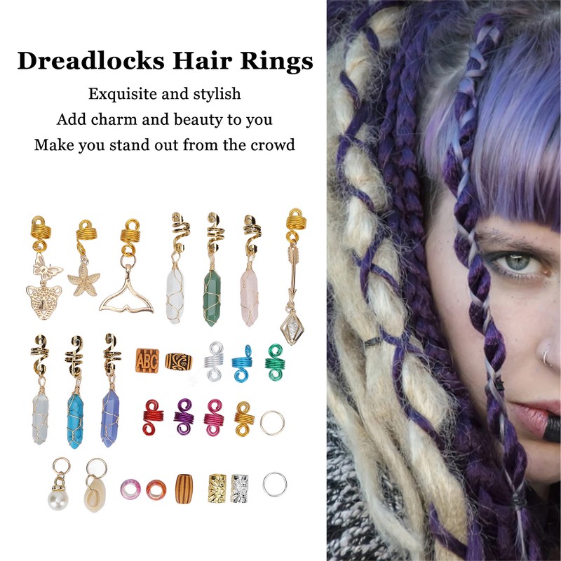 129pcs Dreadlocks Hair Rings Alloy Exquisite Shapes Hair Braiding Cuffs