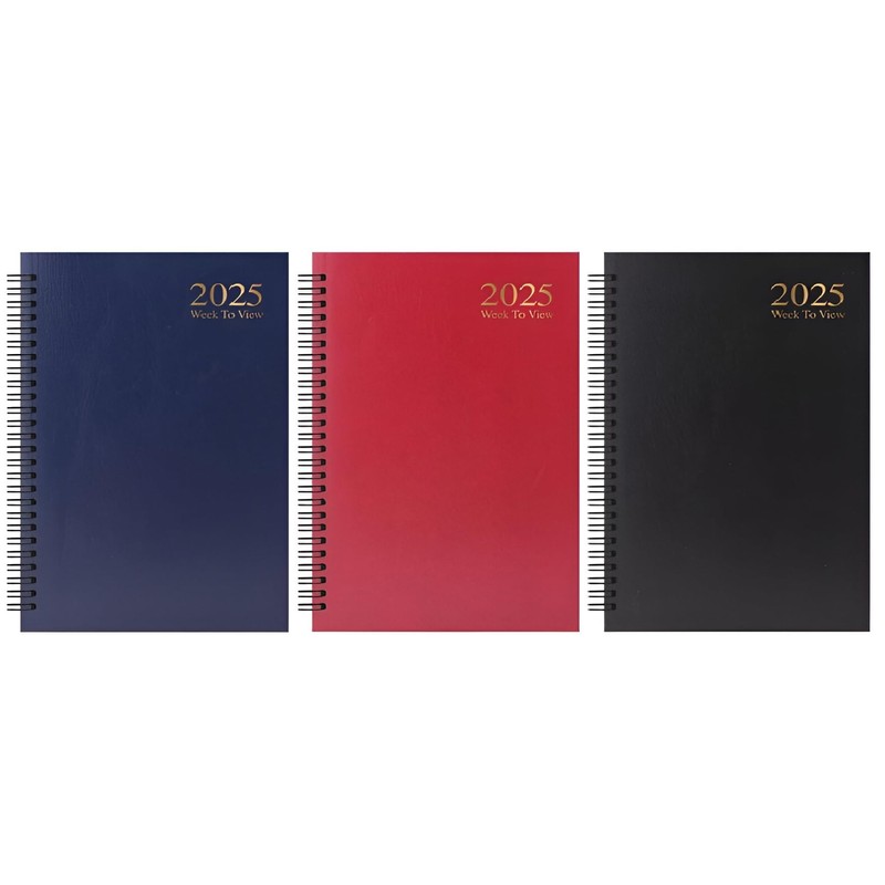 2025 Diary A5 Week to View Wiro Hardback Full Year