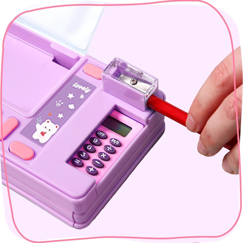 LilyBeauty Pop Up Multifunction Pencil Case with Calculator and Cutter,