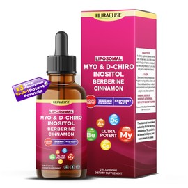NURAFUSE Liposomal Myo & D-Chiro Inositol, Berberine, Cinnamon Liquid Drops – 1565mg per Serving, Ultra Potent, Raspberry Taste – 2 FL OZ (60ml)