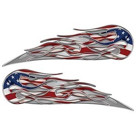 Weston Ink Twin Flame Motorcycle Tank Decal with American Flag