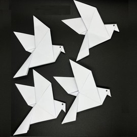 100pcs White Origami Paper Doves for Rustic Wedding Party Decorations Bridal Shower DIY Origami Love Birds Garlands Banner for Engagement Valentine's Day Birthday Party Dove Decoration