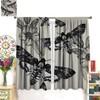 SENRUEGT Black Skull Moth Curtains,Vintage Gothic Scary Black Flower Botany