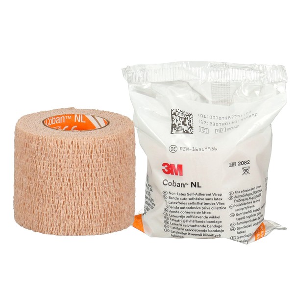 3M™ Coban™ NL Non-Latex Self-Adherent Wrap with Hand Tear, non-sterile, tan, 2 in x 5 yd, 36 rolls/case