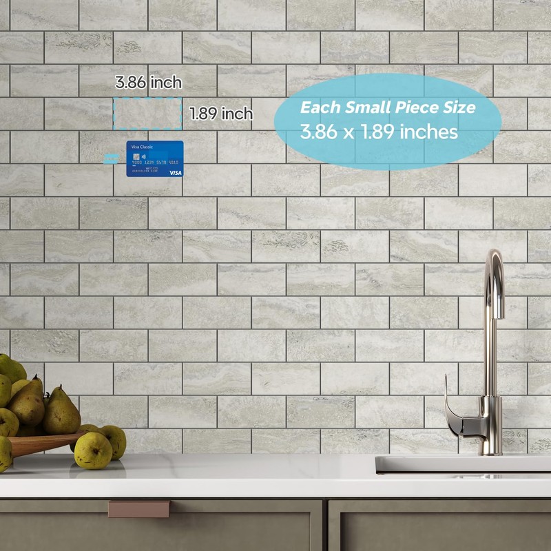 STICKGOO 10-Sheet Subway Tile Cream Peel and Stick Backsplash, Beige