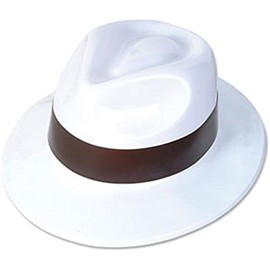 Rhode Island Novelty Black & White Plastic Costume Party Gangster Fedora Hat